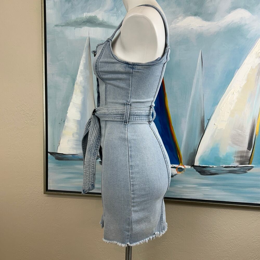 Peace Love Evo by Rewash Light Blue Denim Mini Dress Size Junior Small - Picture 4 of 8